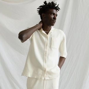 James Street Co. Waffle Button Up Unisex Medium